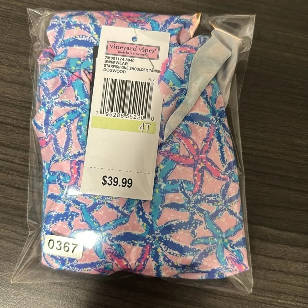 NWT! Vineyard Vines Pink‎ and Blue Starfish Girls Bikini Top